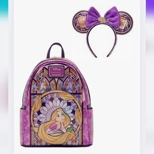 Loungefly Disney Princess Stained Glass Collection Rapunzel Set NWT